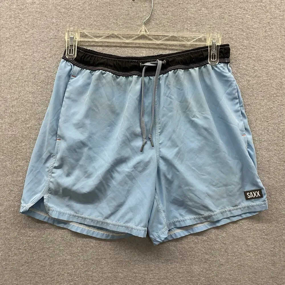 SAXX Oh Buoy 2N1 Volley Shorts Medium Blue BallPark Pouch Lined Swim Trunks 5”
